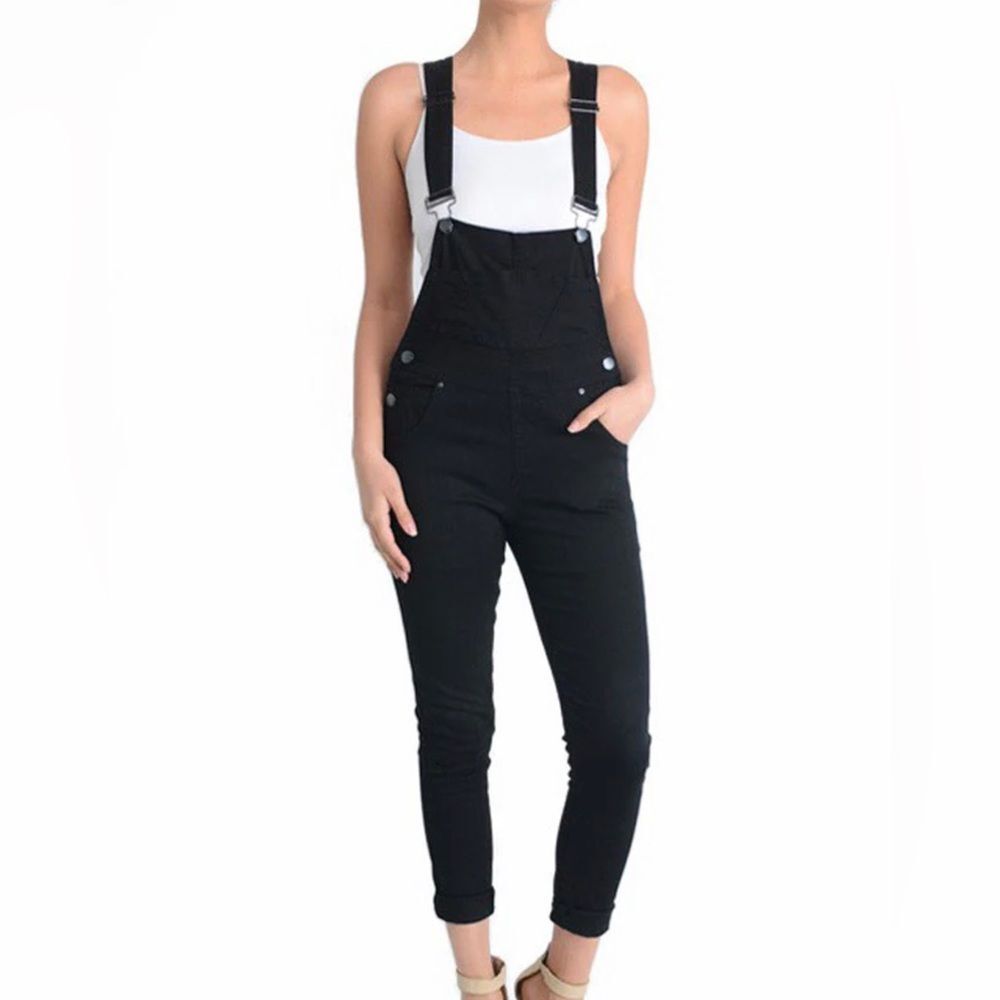 American Bazi black skinny overalls size small